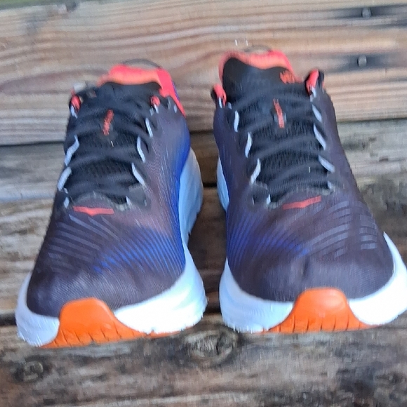 Hoka Rincon 3 Men's Athletic Shoes in Black, Blue, Yellow, and Orange - Picture 6 of 16